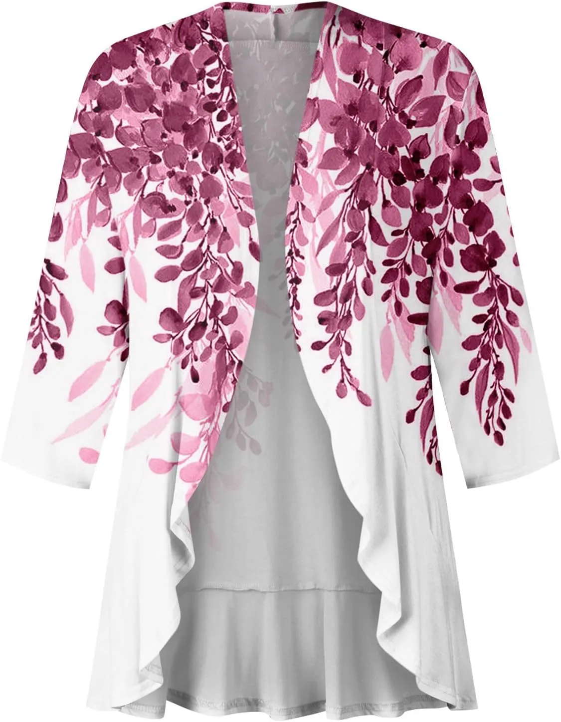 Kimonos for Women Breathable Open Front Tops Lightweight Cardigan Lrregular Hemline Cover Up Loose Fit Casual Coat