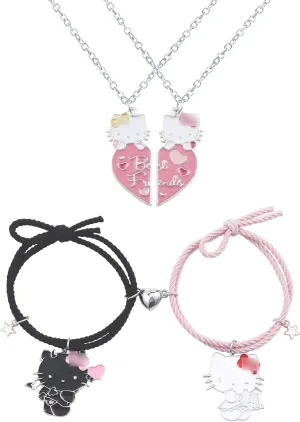 Kitty Style Attract Couples Bracelets Mutual Attraction Cute Kitty Cat Necklace Jewelry Set