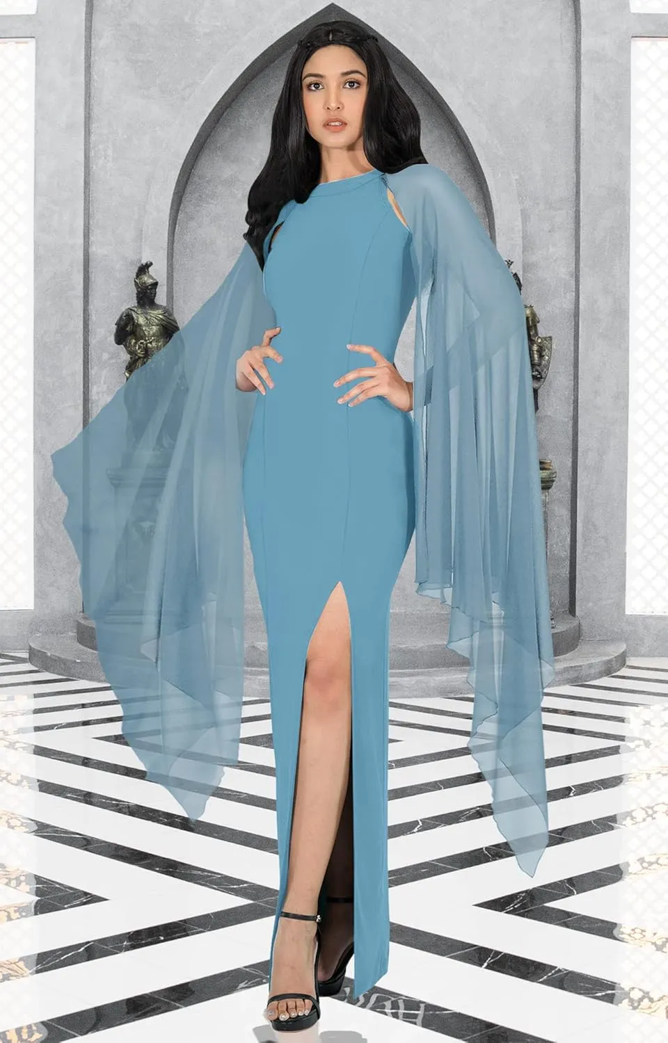KOH KOH Womens Flowy Cocktail Party Elegant Formal Floor Length Maxi Dress Gown
