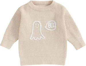 Kuriozud Toddler Baby Boy Girl Sweater Checkerboard Knit Crewneck Sweatshirt Soft Warm Fall Winter Clothes