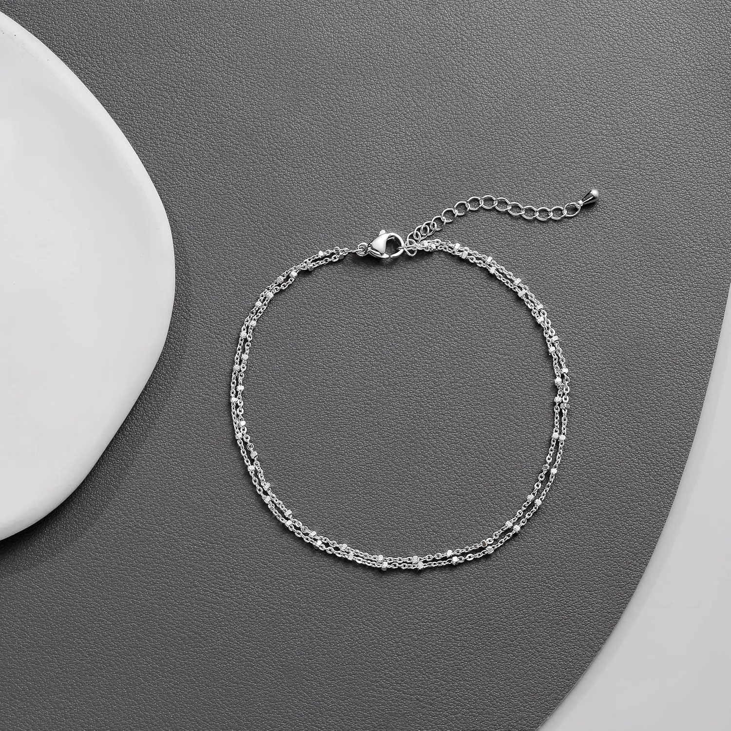 Kyerlyn Dainty Simple Chain Anklet for Women 18k Gold/Silver Plated Summer Beach Beaded Evil Eye Moon Figaro Butterfly Satellite Cuban Pearl Flat Marina Anklet Gift