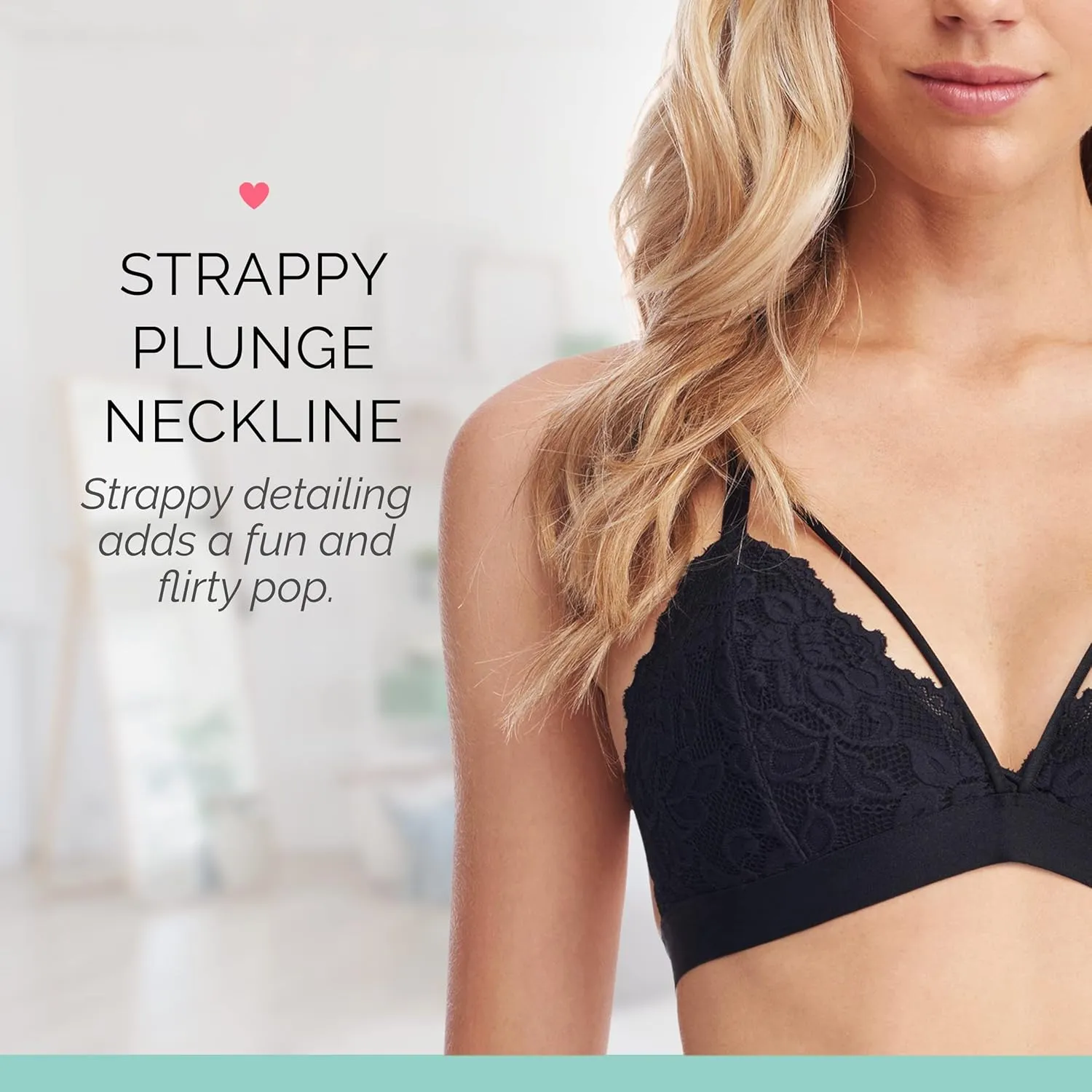 Kylie Lace Bralette for Women, Unpadded and Unlined Wireless Bra, Perfect Everyday Strappy Lingerie
