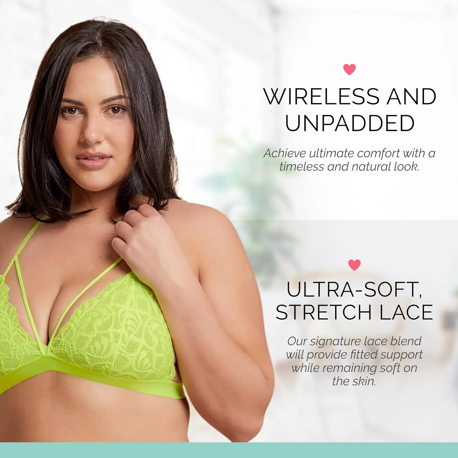 Kylie Lace Bralette for Women, Unpadded and Unlined Wireless Bra, Perfect Everyday Strappy Lingerie