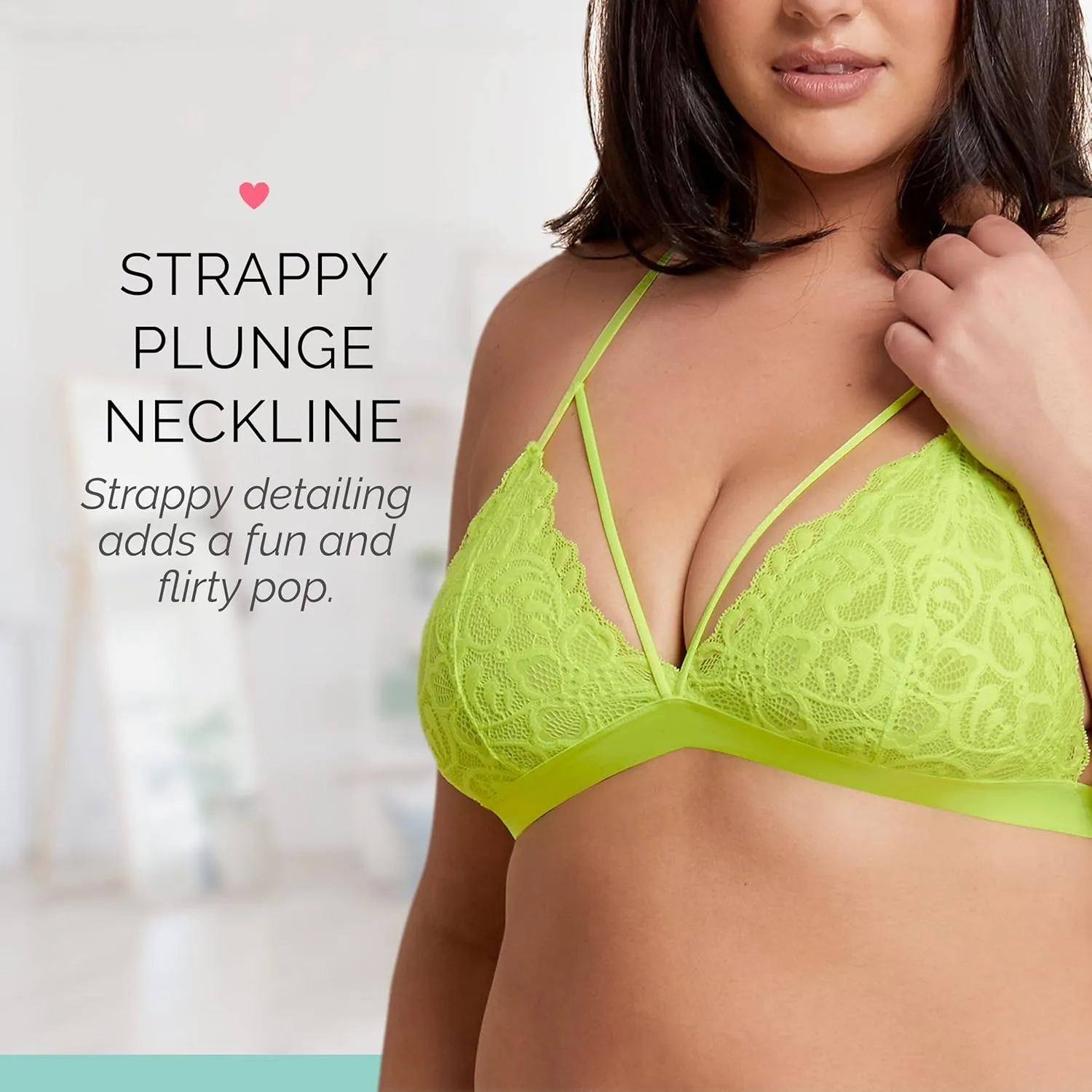 Kylie Lace Bralette for Women, Unpadded and Unlined Wireless Bra, Perfect Everyday Strappy Lingerie