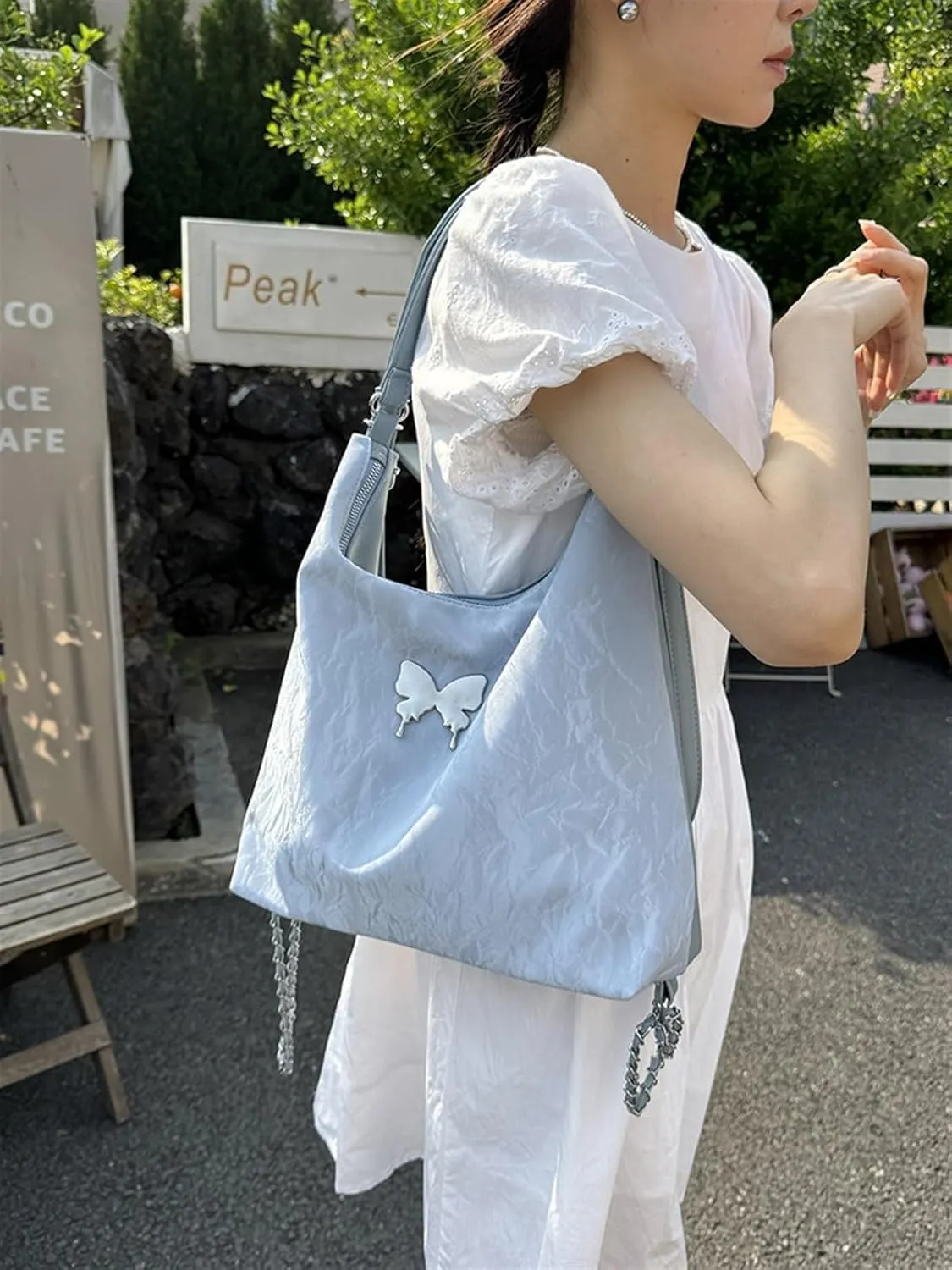 Ladies shoulder bag shoulder bag commuter bucket bag(Blue)