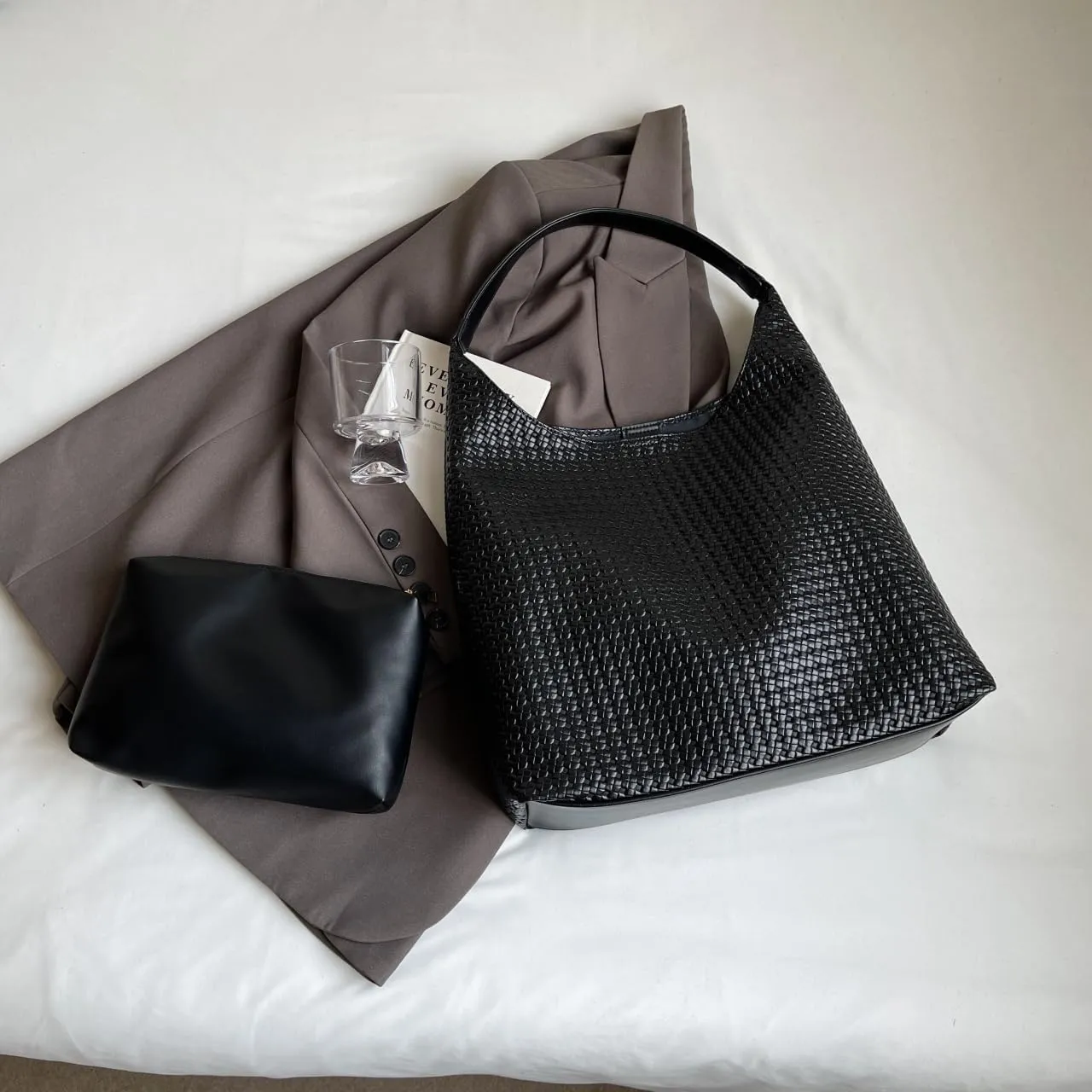 Large Woven Tote Bag for Women Top-handle Shoulder Bag Hobo Bags Soft Vegan Trendy Handbag Purse Lightweight Underarm
