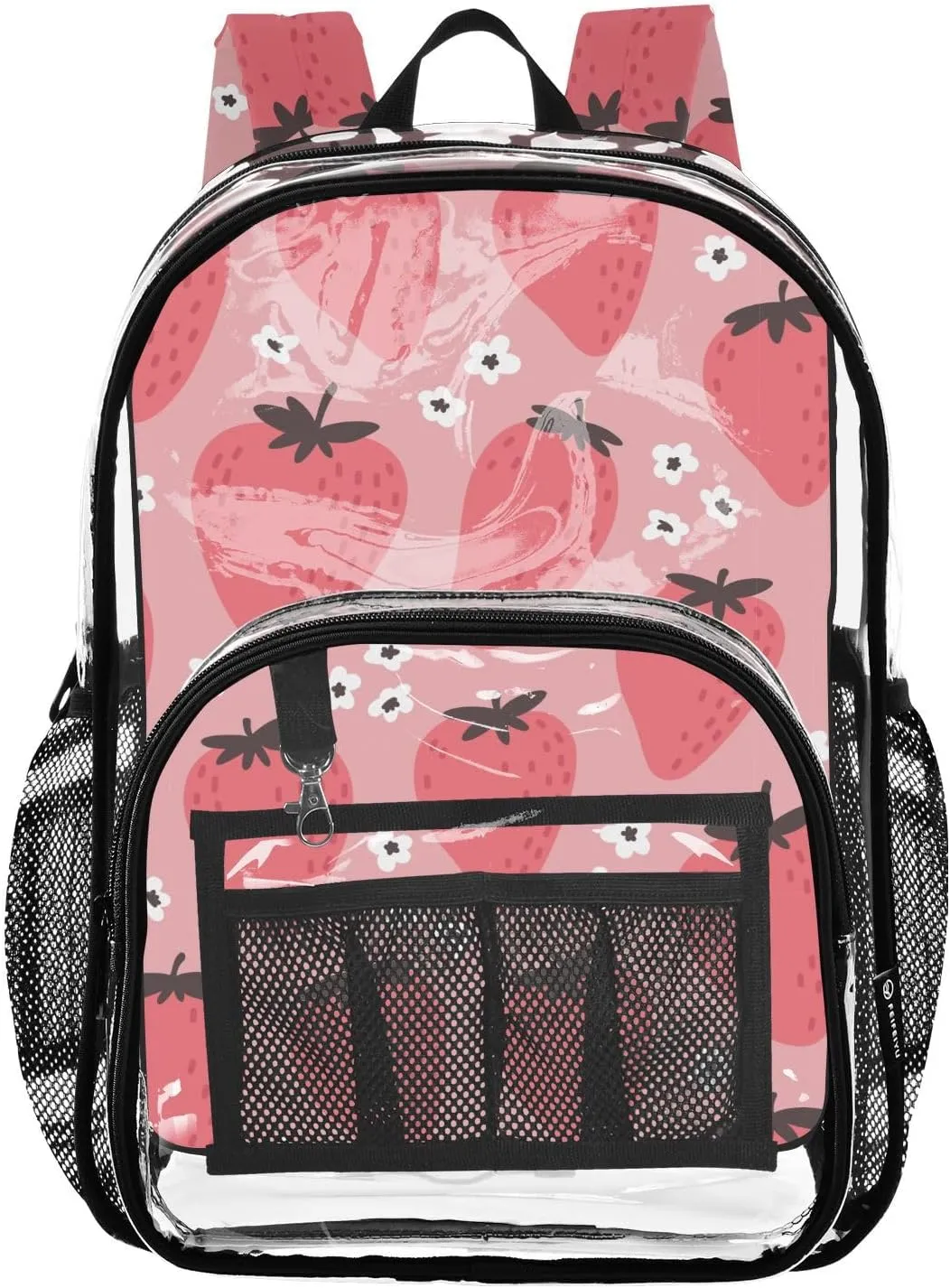 Light Strawberry Red Clear Backpack PVC Backpacks for Kids Girls Boys Transparent Bookbag Plastic Toddler Daypack Bags for Stadium Events School Travel