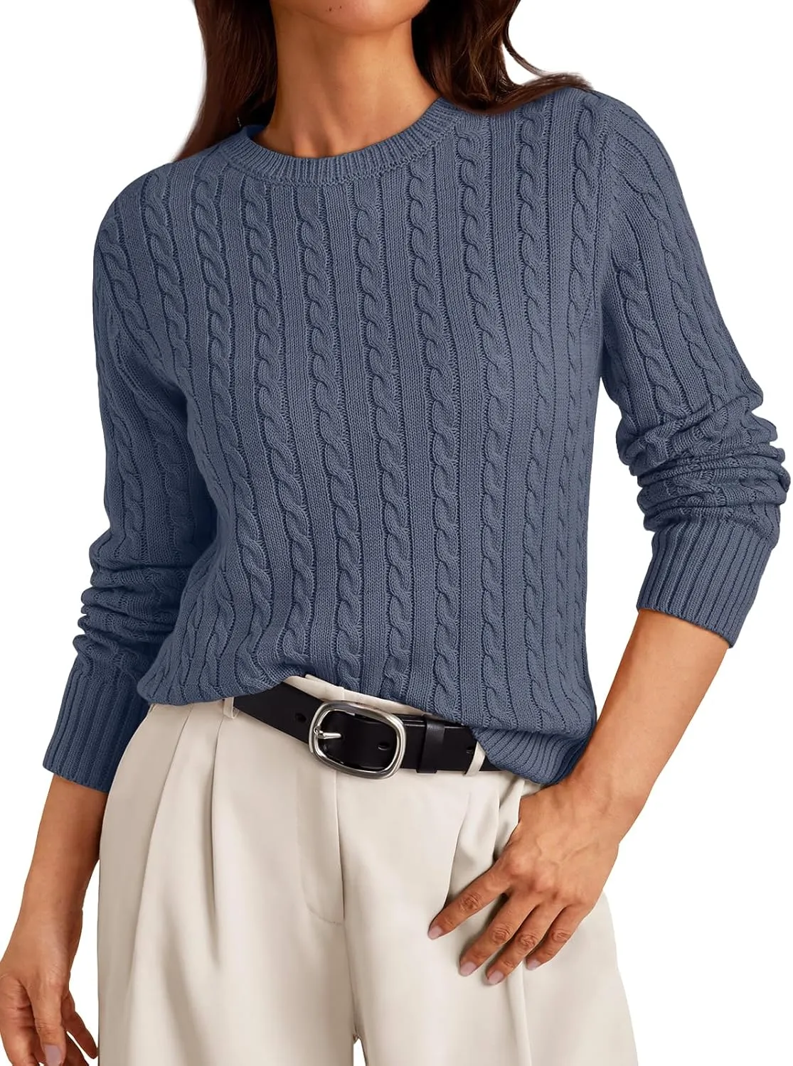LILLUSORY Cable Knit Sweater Womens Soft Pullover Lightweight Ladies Business Casual Trendy Sweaters 2025