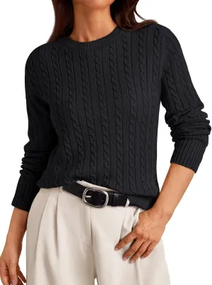 LILLUSORY Cable Knit Sweater Womens Soft Pullover Lightweight Ladies Business Casual Trendy Sweaters 2025