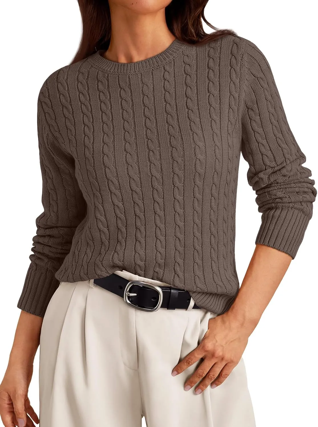 LILLUSORY Cable Knit Sweater Womens Soft Pullover Lightweight Ladies Business Casual Trendy Sweaters 2025