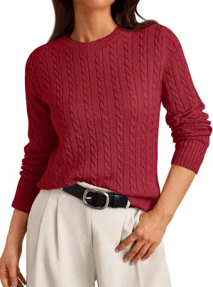 LILLUSORY Cable Knit Sweater Womens Soft Pullover Lightweight Ladies Business Casual Trendy Sweaters 2025