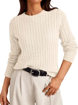 LILLUSORY Cable Knit Sweater Womens Soft Pullover Lightweight Ladies Business Casual Trendy Sweaters 2025