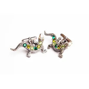 LIZARD GREEN CRYSTAL CUFFLINKS