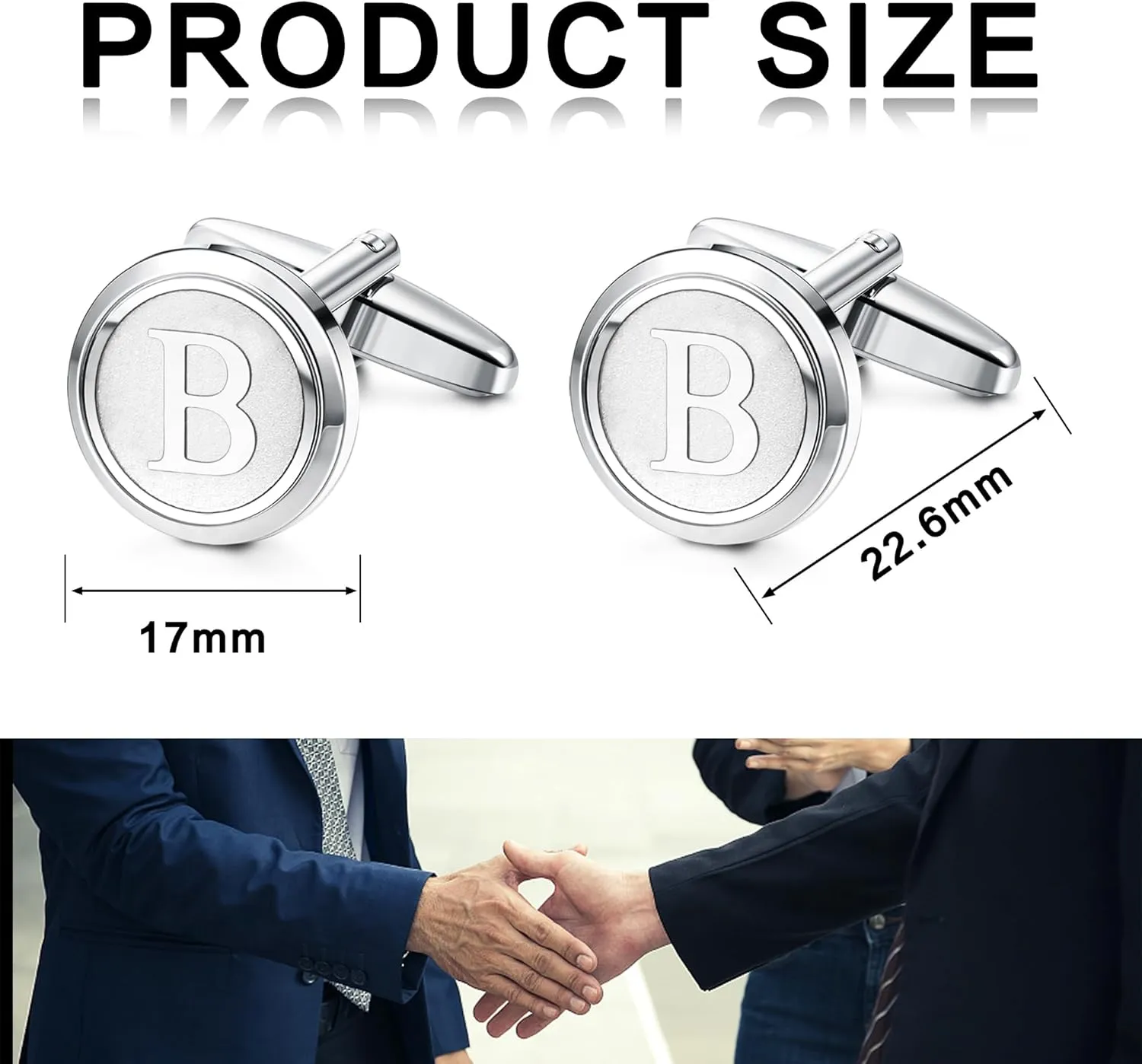 LOLIAS 3 Pairs Initial Cufflinks For Men Classic Mens CuffLinks Set Letter Cuff Links for Casual to Formal with Gift Box Silver Black Gold Cufflinks for Father Husband