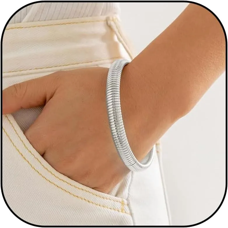 Long tiantian Gold Stackable Bracelets for Women Cuff Bangles Bracelets Jewelry Dupes Stretchy Mixed Metal Bracelet Gifts Trendy Stuff
