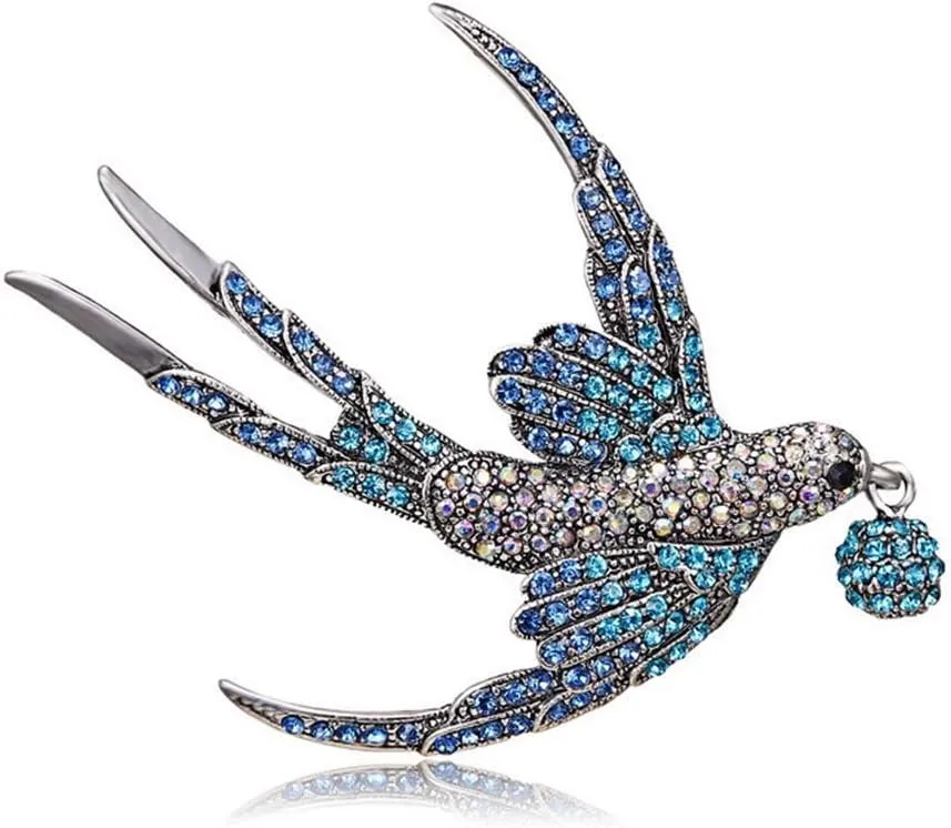 Lovely Crystal Swallow Brooch Pins, AILUOR Elegant Rhinestone Animal Bird Collection Custom Accessories Wedding Brooches Lapel Pin Jewelry Gifts Women Teen Girls