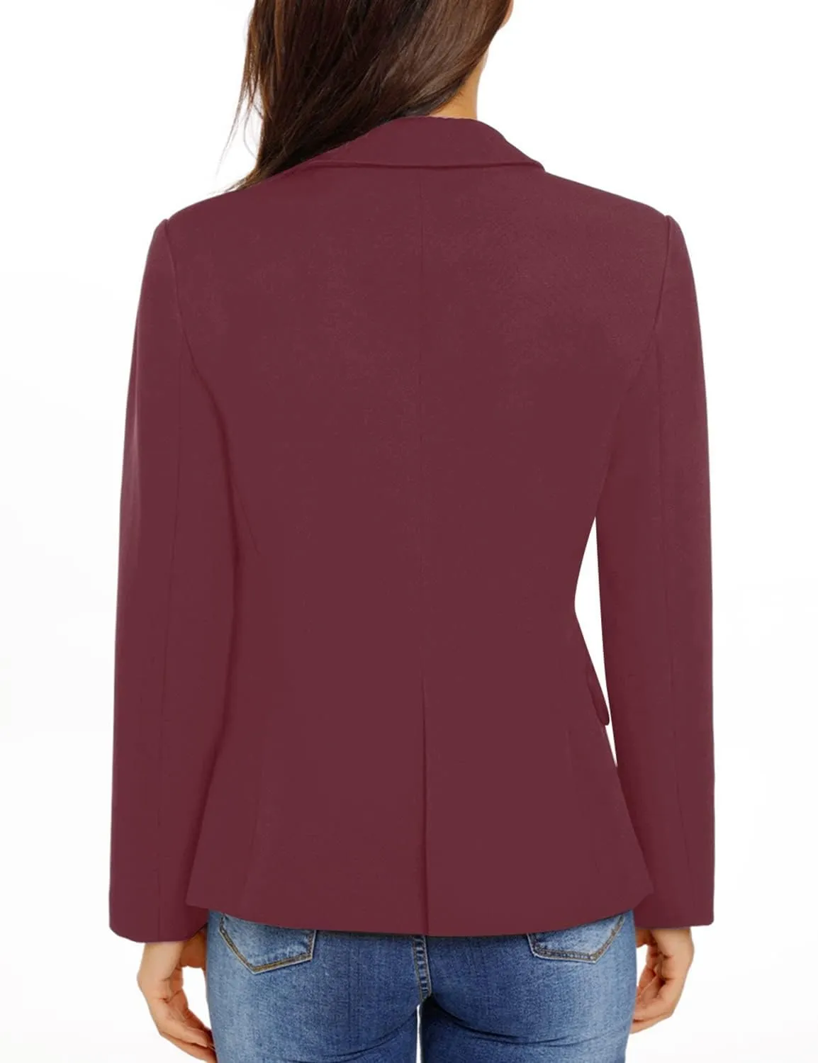 luvamia Women's Long Sleeve Formal Notch Lapel Button Down Blazer Pockets Jacket