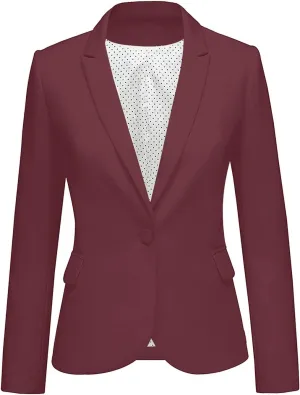 luvamia Women's Long Sleeve Formal Notch Lapel Button Down Blazer Pockets Jacket
