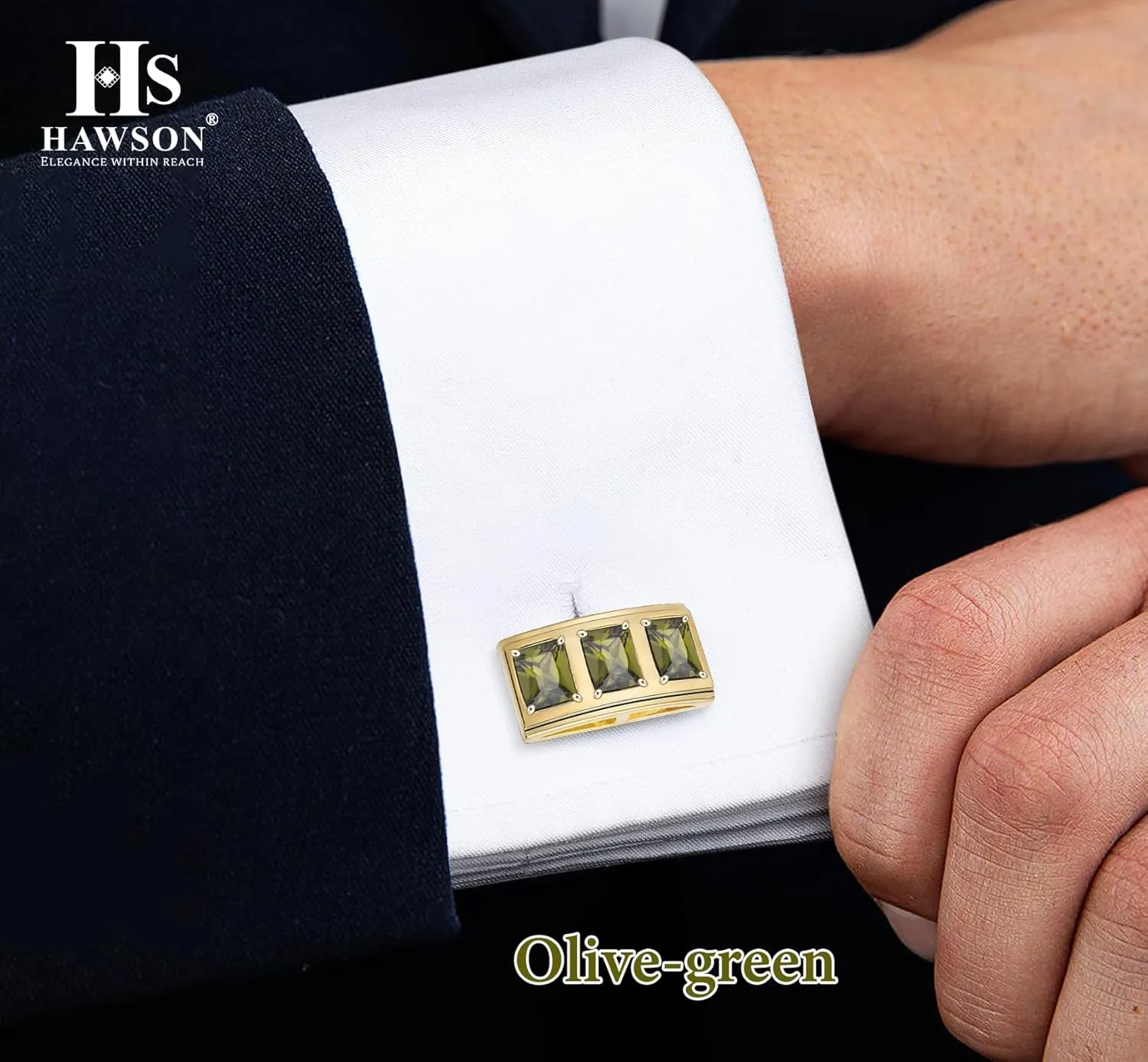 Luxurious Crystal Cufflinks for Men with Gift Box, Gold Tone Cuff links for Men's Dress Shirts and French Cuff Shirts on Birthday Party Wedding Anniversary