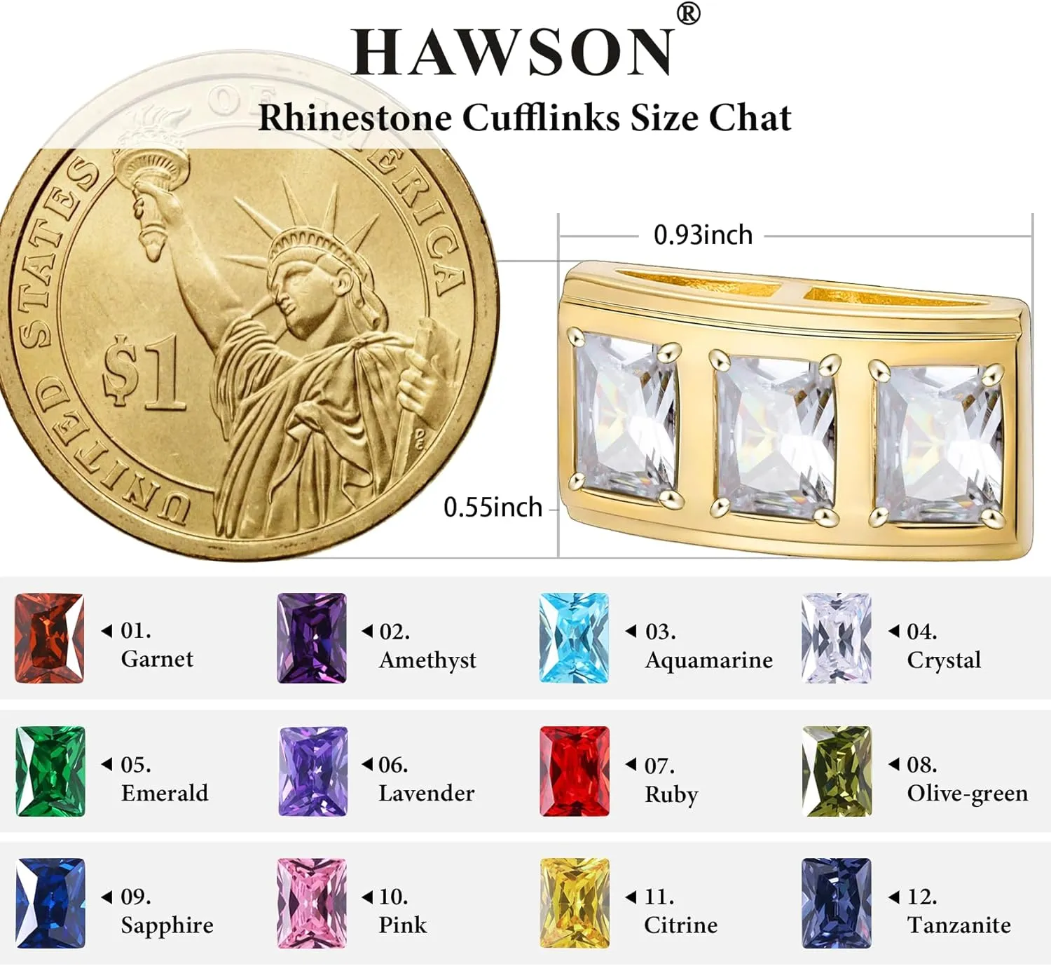 Luxurious Crystal Cufflinks for Men with Gift Box, Gold Tone Cuff links for Men's Dress Shirts and French Cuff Shirts on Birthday Party Wedding Anniversary