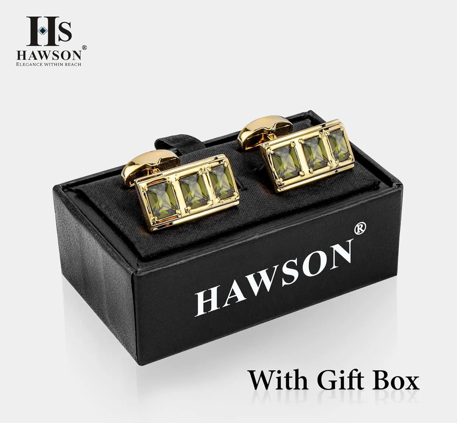 Luxurious Crystal Cufflinks for Men with Gift Box, Gold Tone Cuff links for Men's Dress Shirts and French Cuff Shirts on Birthday Party Wedding Anniversary