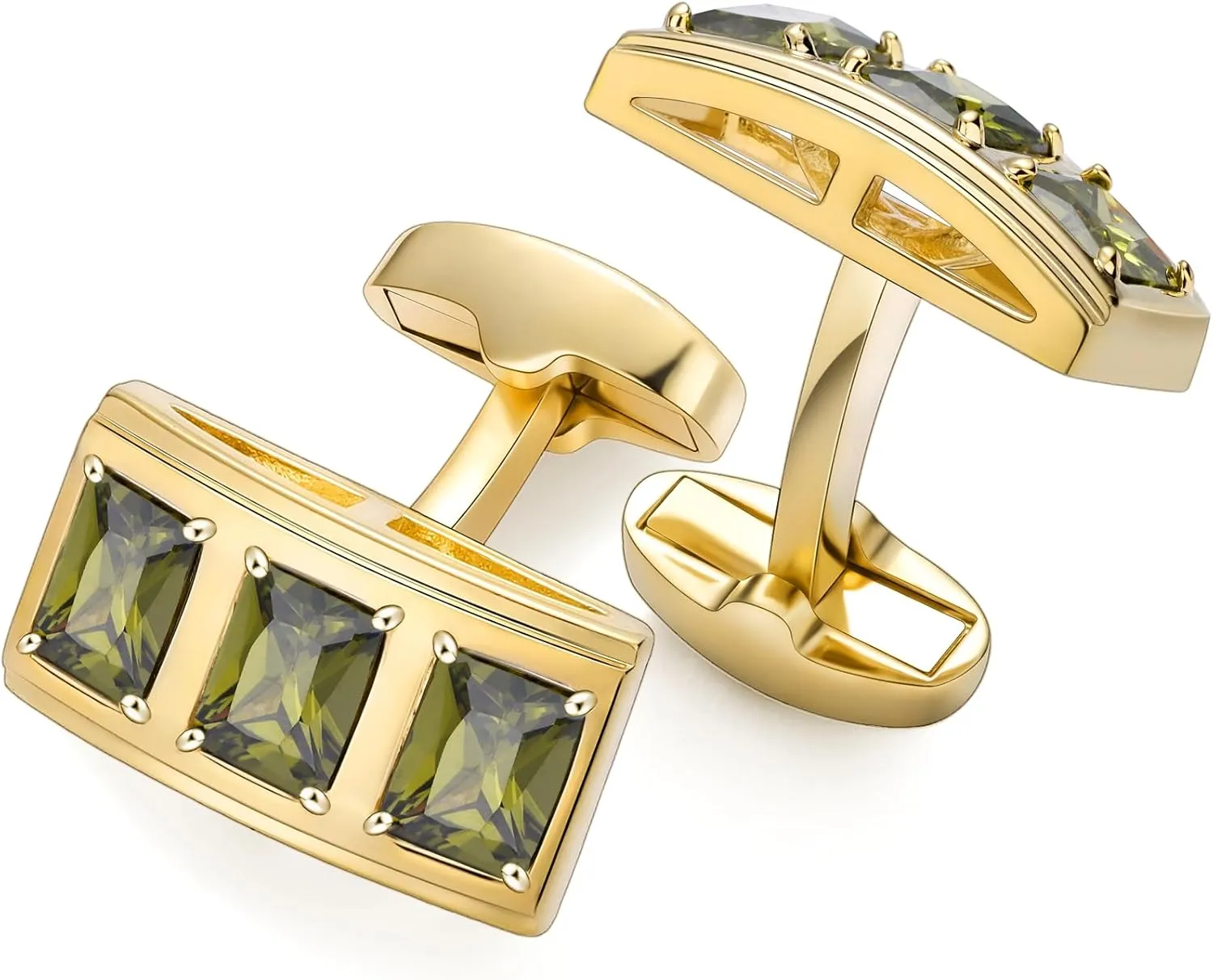 Luxurious Crystal Cufflinks for Men with Gift Box, Gold Tone Cuff links for Men's Dress Shirts and French Cuff Shirts on Birthday Party Wedding Anniversary
