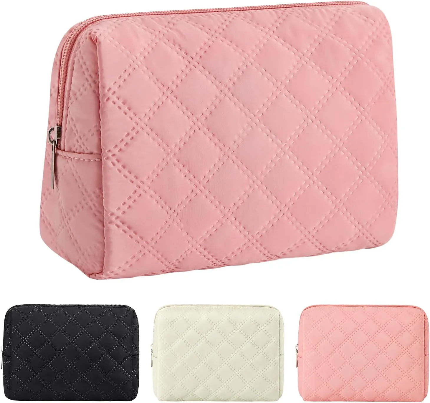 Marvolia Small Makeup Bag for Purse - Travel Cute Cosmetic Bag for Women Mini Makeup Organizer Zipper Pouch for travel Essentials - Pink(Small)