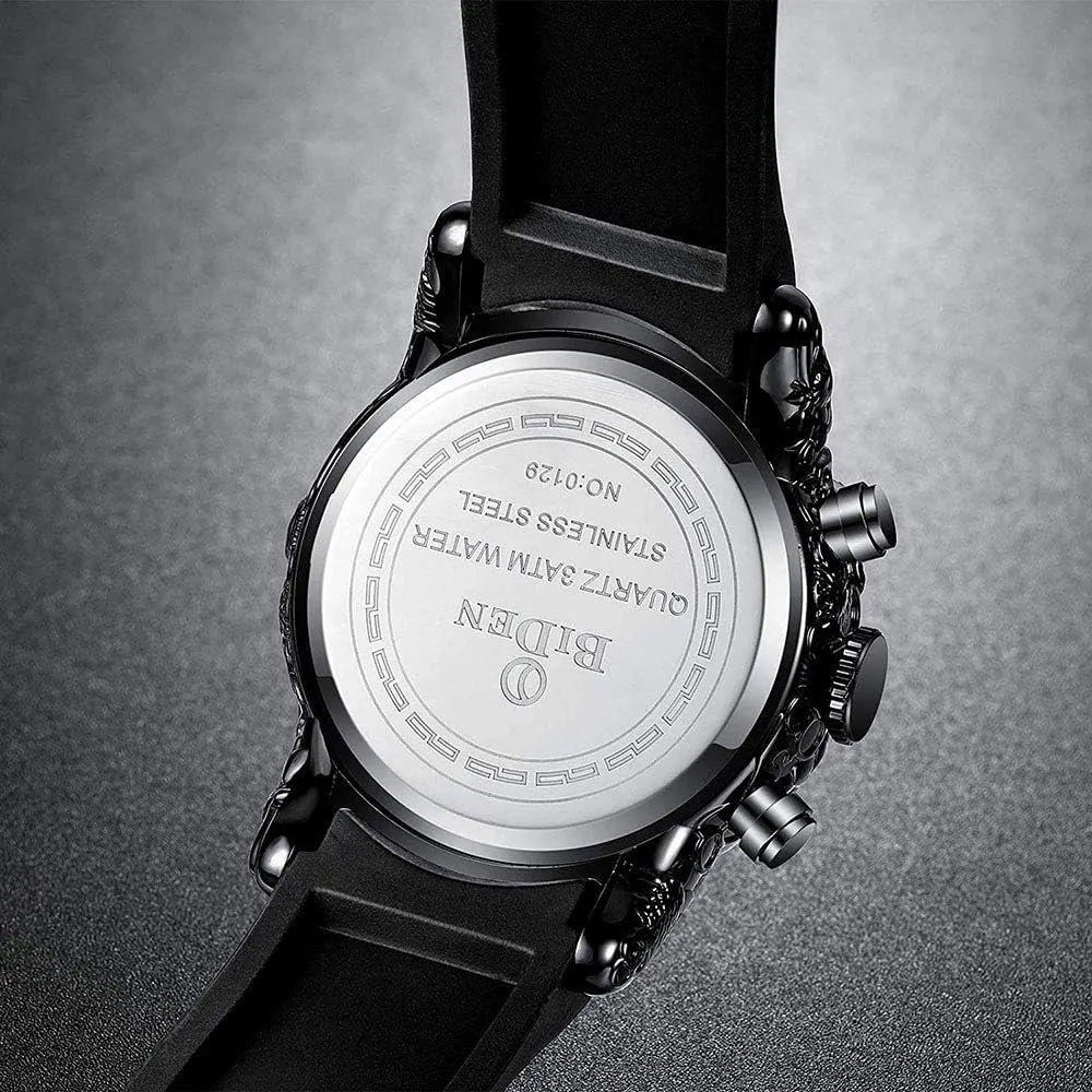MASTOP Men's Fashion Big Dial 3D Sculpture Dragon Watches Men Quartz Watches Luxury Exquisite Creative Watch