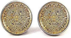 Mayan Calendar Cufflinks Mayan Calendar Jewelry Aztec Calendar Jewelry Mayan Jewelry Glass Dome Jewelry