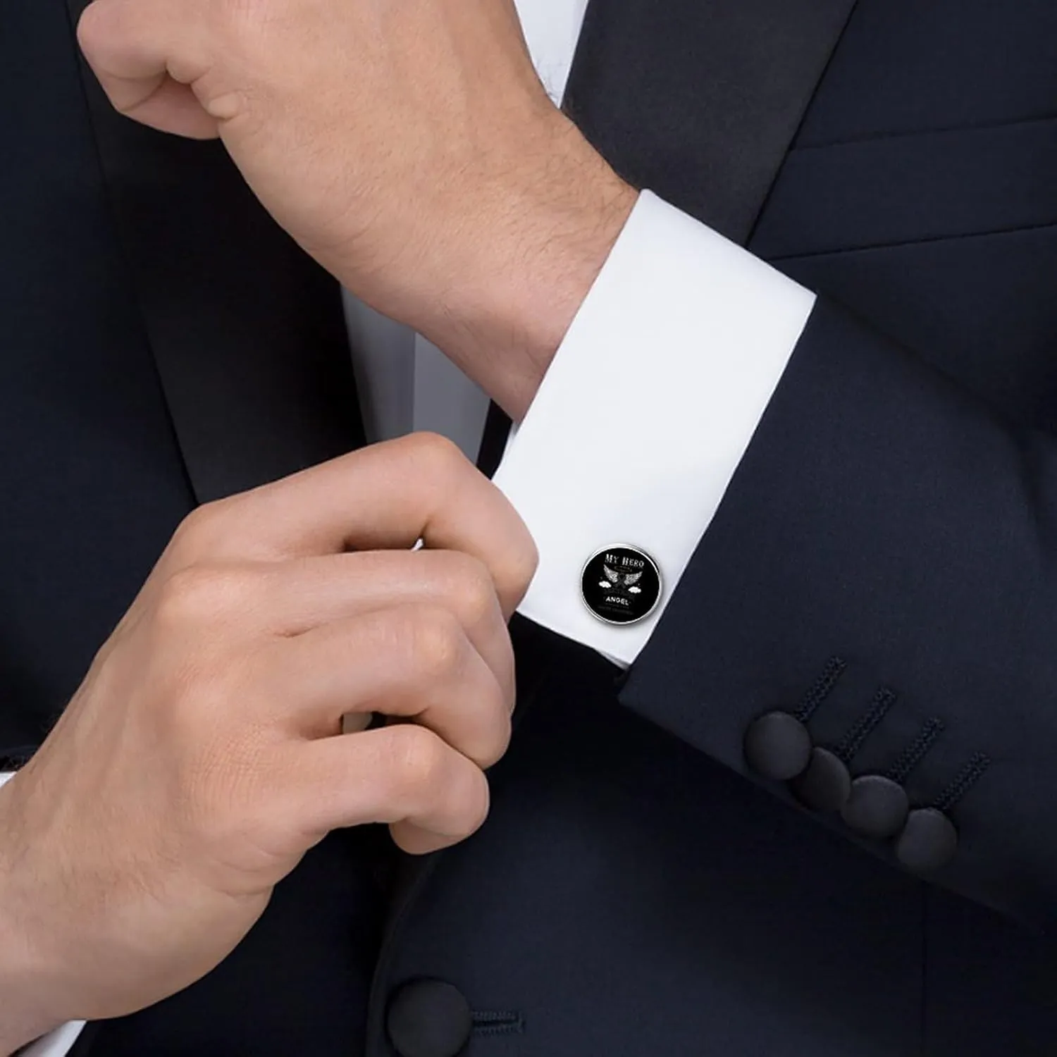 Men Black Cufflinks,Metal Men's Cuff Links And Studs for Business Tuxedo Cufflinks Classic Groomsmen Cufflinks