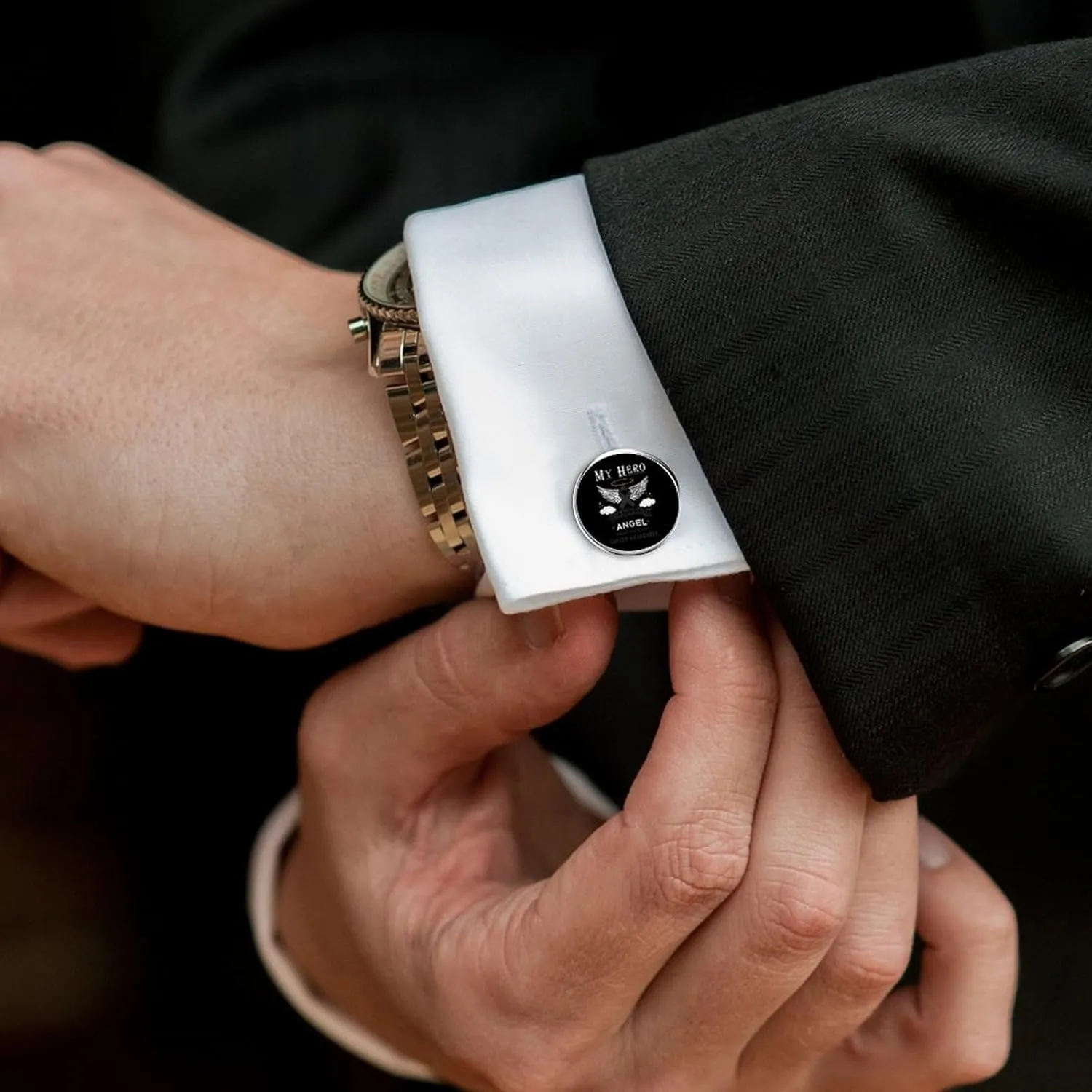 Men Black Cufflinks,Metal Men's Cuff Links And Studs for Business Tuxedo Cufflinks Classic Groomsmen Cufflinks