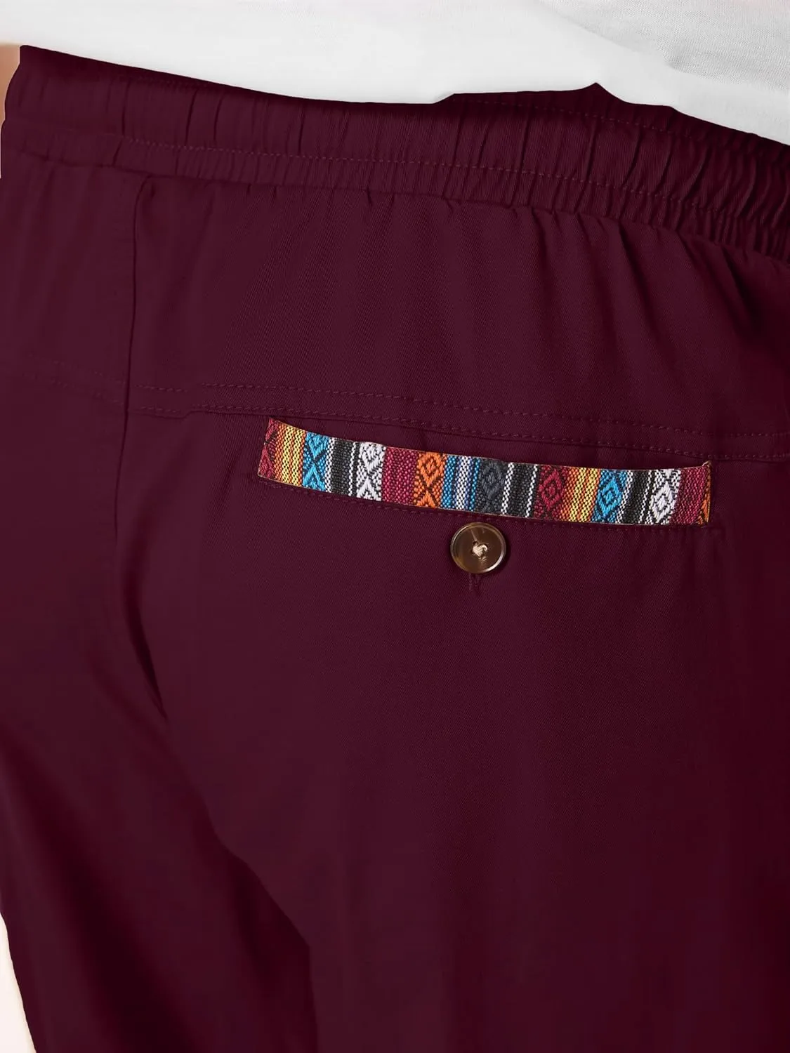 Mens Casual Pants Cotton Twill Straight-Fit Pants Drawstring Elastic Waist Chino Pants with Pockets