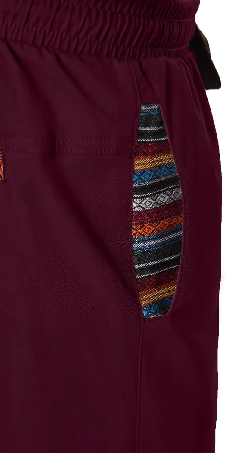 Mens Casual Pants Cotton Twill Straight-Fit Pants Drawstring Elastic Waist Chino Pants with Pockets