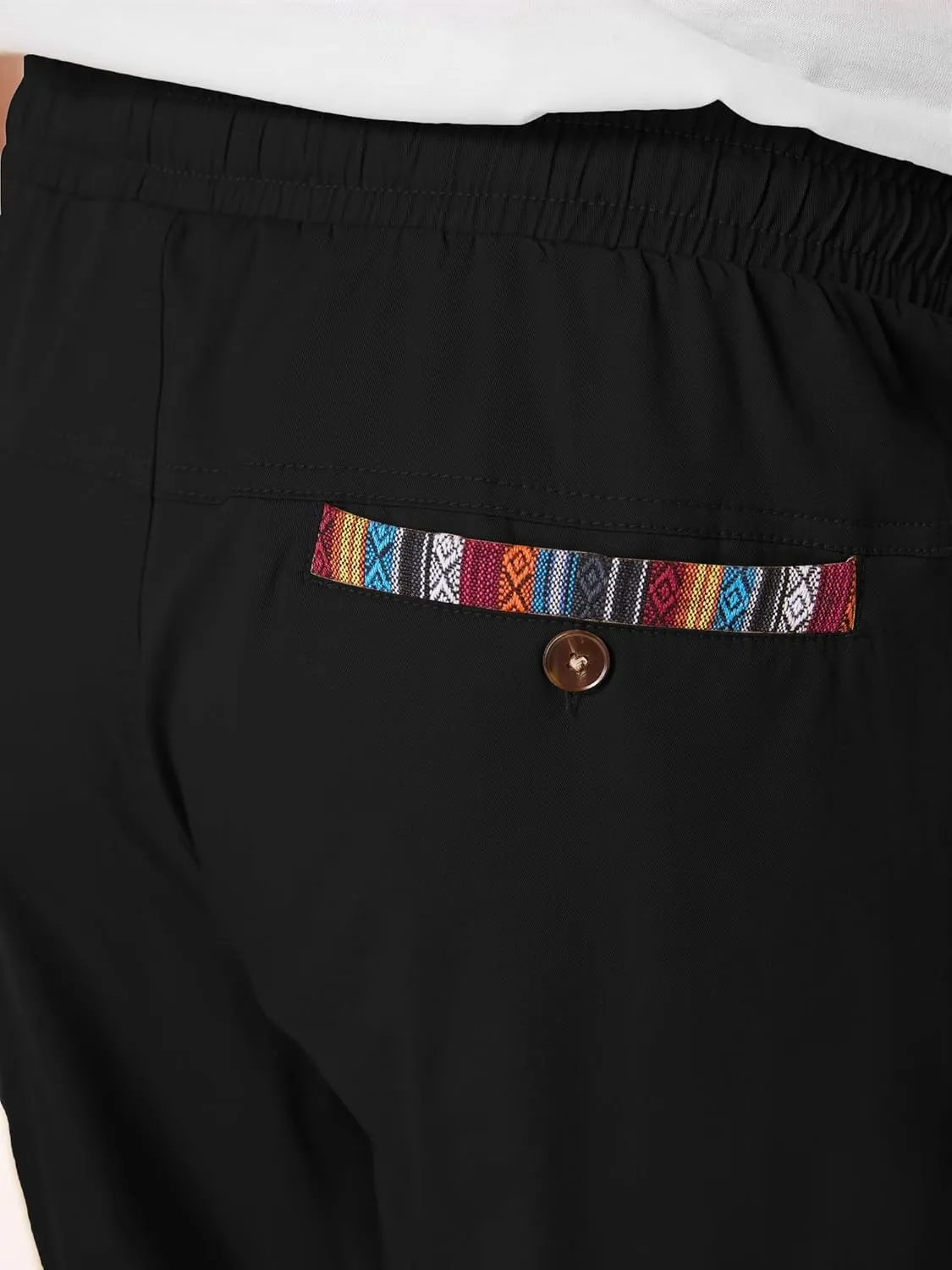 Mens Casual Pants Cotton Twill Straight-Fit Pants Drawstring Elastic Waist Chino Pants with Pockets