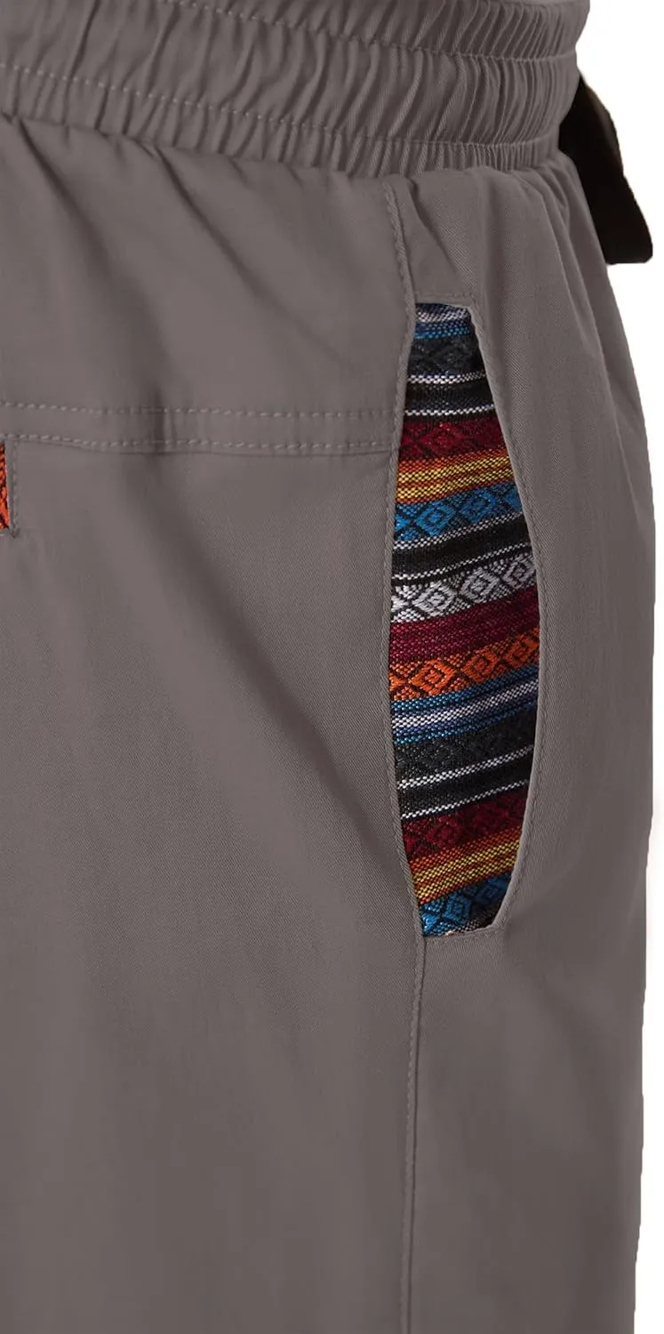Mens Casual Pants Cotton Twill Straight-Fit Pants Drawstring Elastic Waist Chino Pants with Pockets