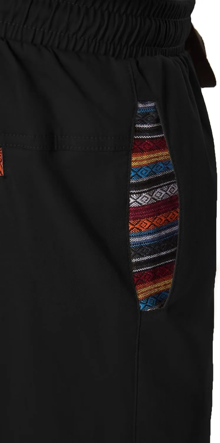 Mens Casual Pants Cotton Twill Straight-Fit Pants Drawstring Elastic Waist Chino Pants with Pockets