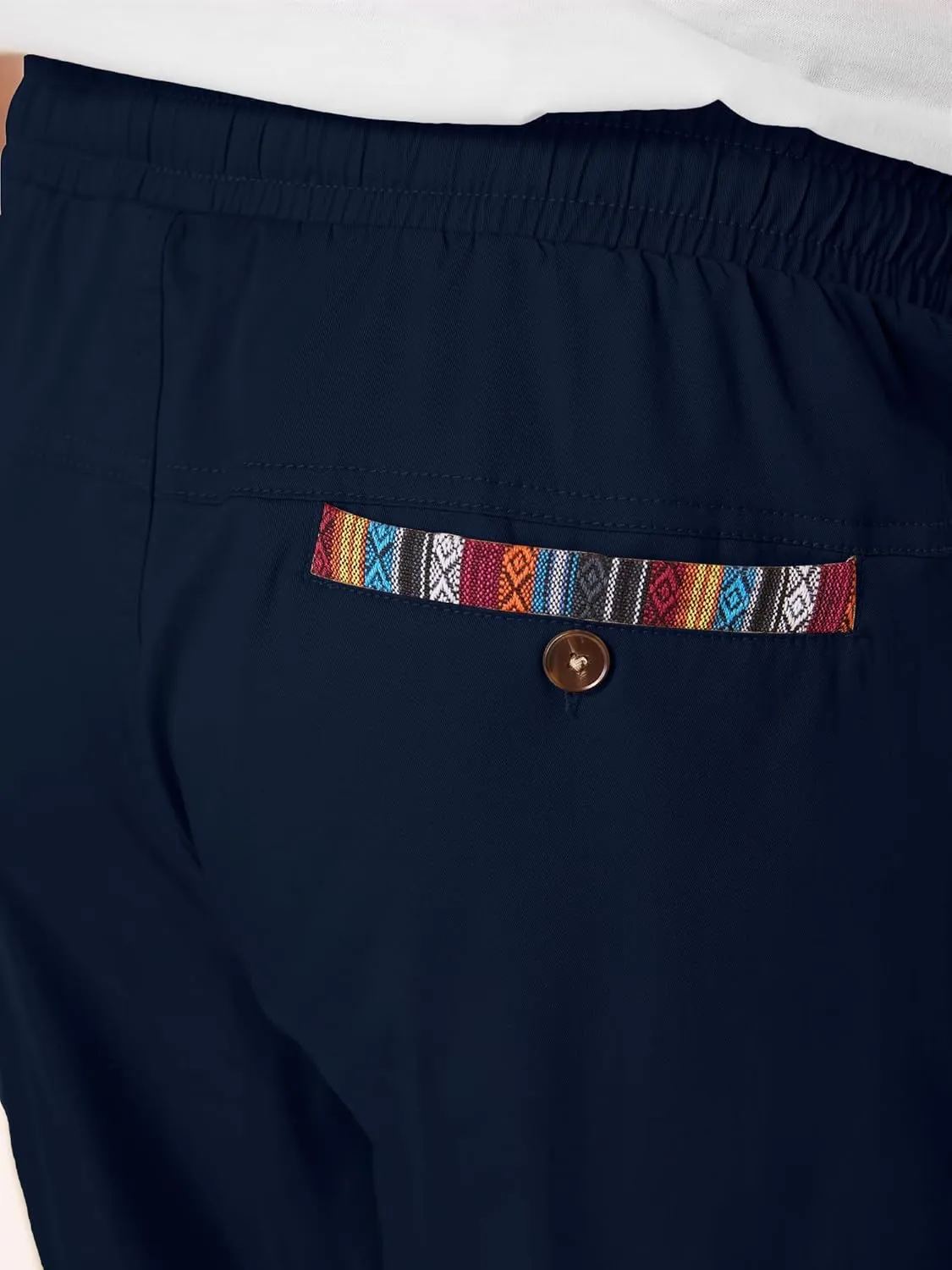 Mens Casual Pants Cotton Twill Straight-Fit Pants Drawstring Elastic Waist Chino Pants with Pockets