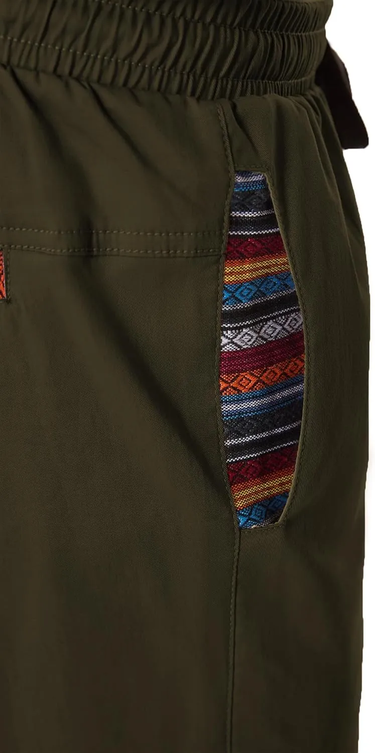 Mens Casual Pants Cotton Twill Straight-Fit Pants Drawstring Elastic Waist Chino Pants with Pockets