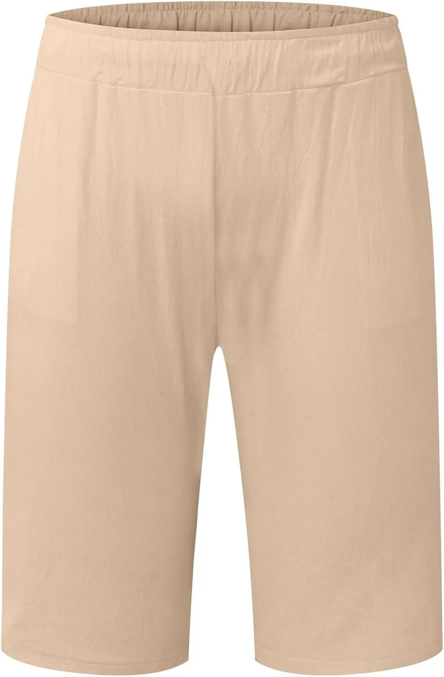 Mens Cotton Linen Shorts Casual Elastic Waist Lightweight Vacation Summer Beach Shorts with Pockets