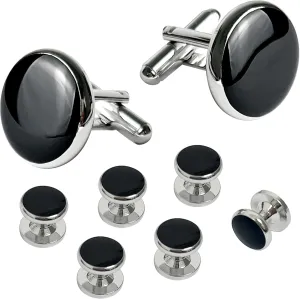 Men's Cufflinks & Shirt Studs Set - Elegant Brass Cuff Links for Weddings, Ceremonies, & Business Events