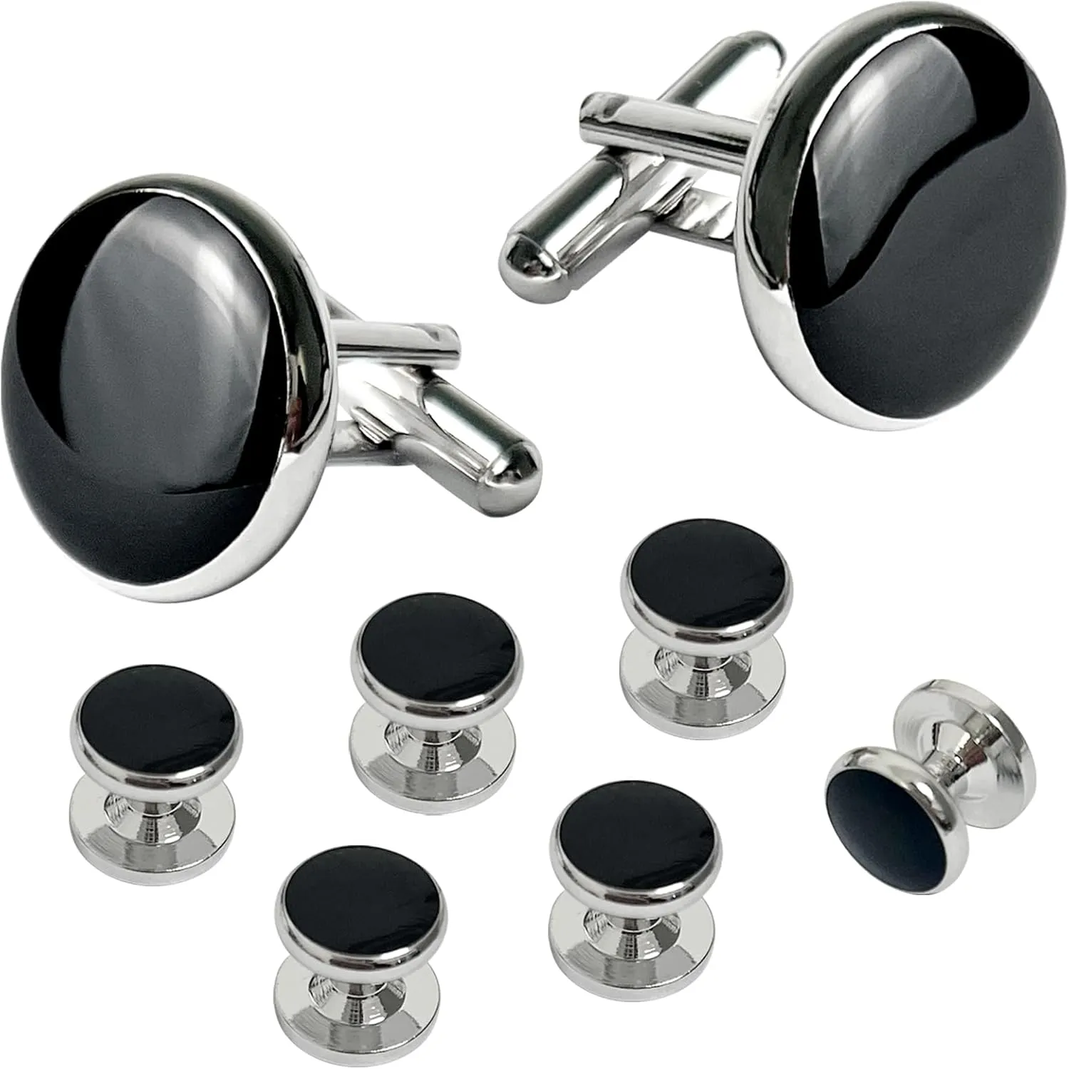 Men's Cufflinks & Shirt Studs Set - Elegant Brass Cuff Links for Weddings, Ceremonies, & Business Events