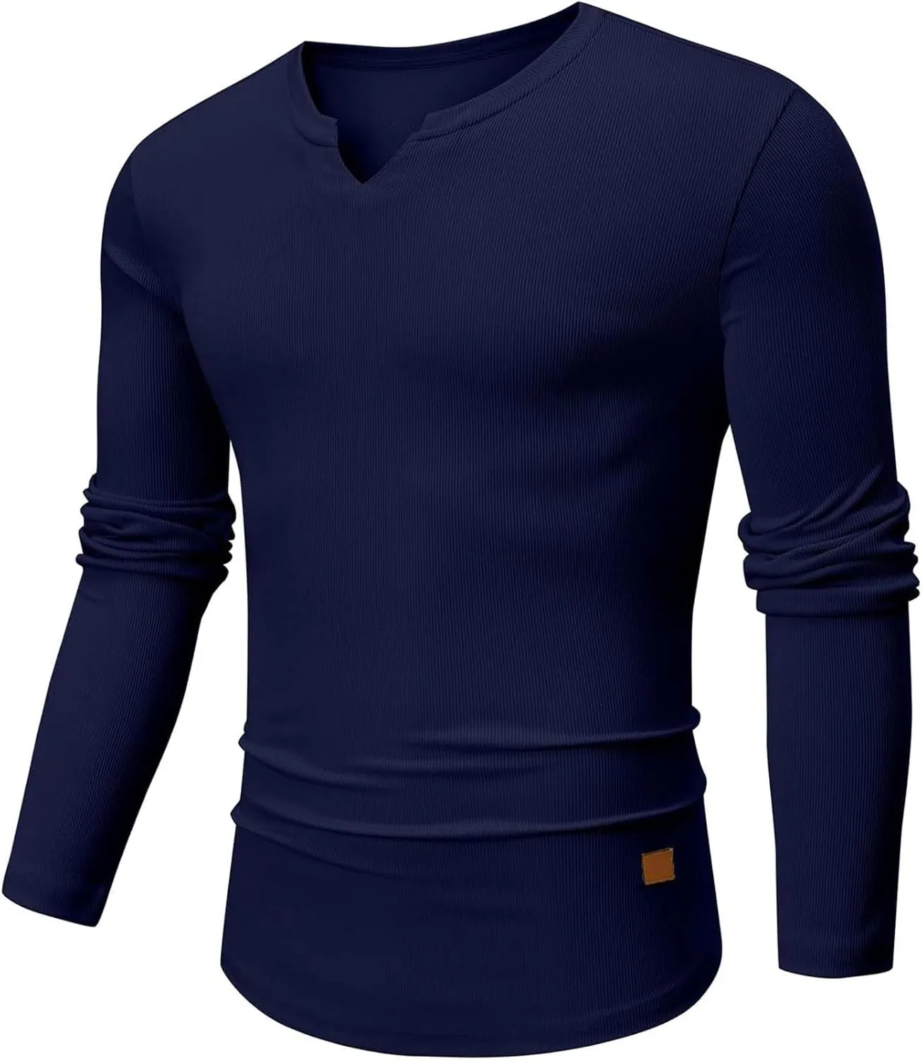 Men's Long Sleeve V-Neck T-Shirt, Soft Cotton, Slim Fit, Casual Wear, Burgundy, Stylish and Comfortable Design