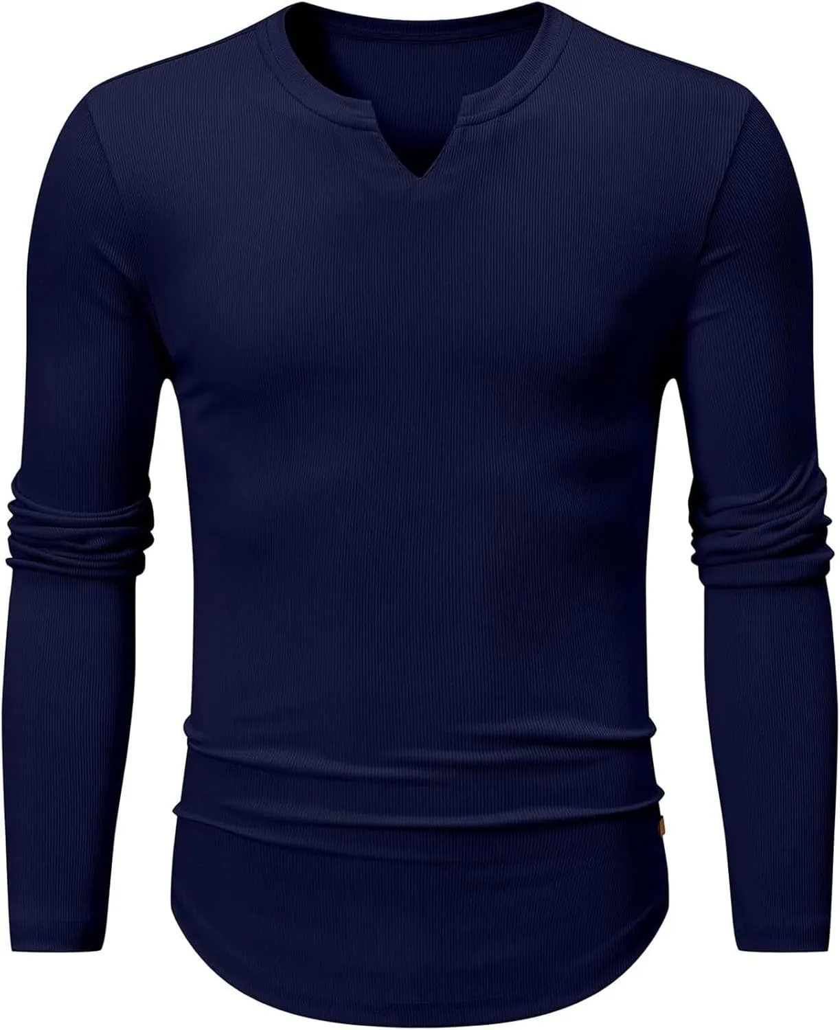 Men's Long Sleeve V-Neck T-Shirt, Soft Cotton, Slim Fit, Casual Wear, Burgundy, Stylish and Comfortable Design