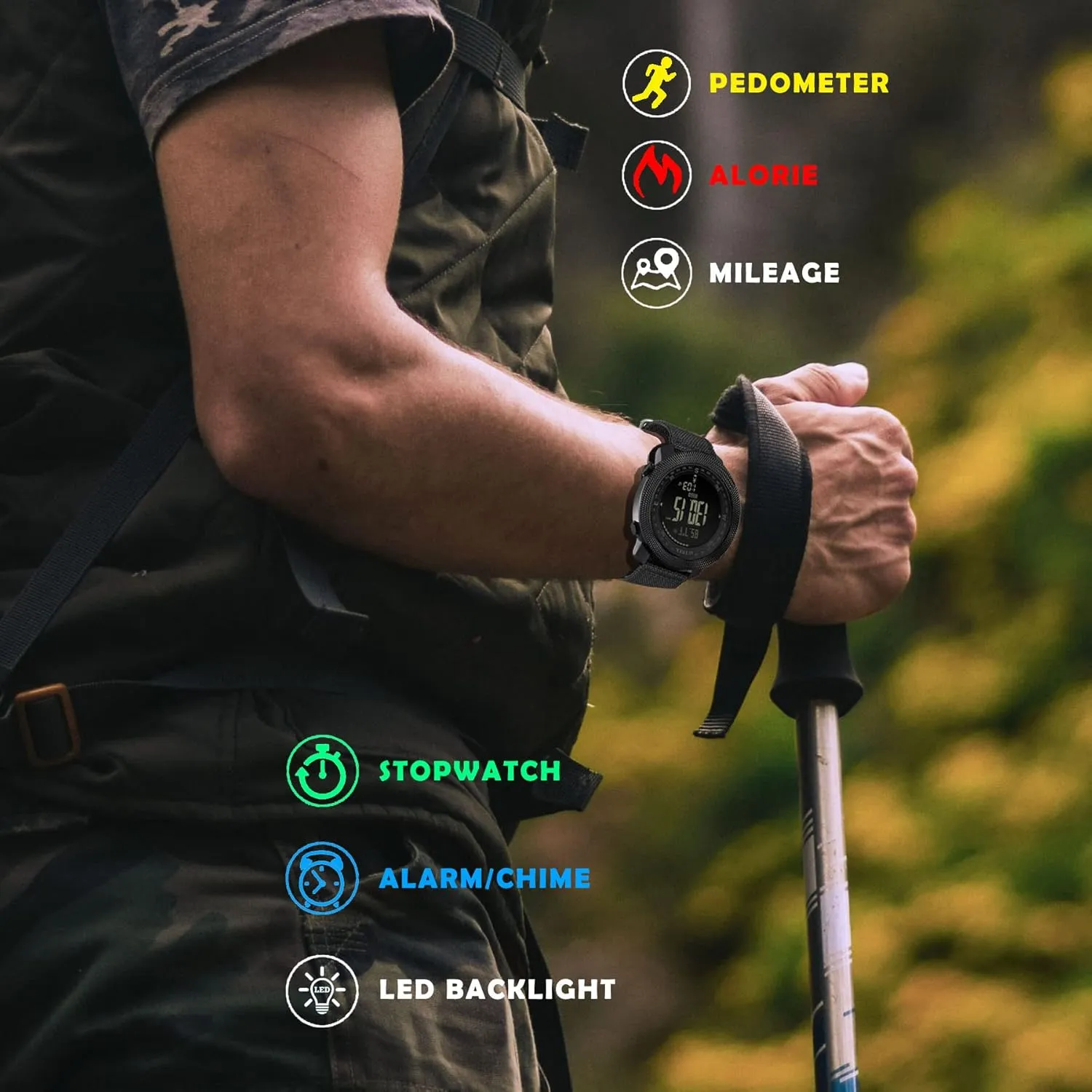 Mens Outdoor Sport Tactical Survival Watches Hiking Digital Wrist Watch Waterproof Swimming Military Army Altimeter Barometer Compass Watches