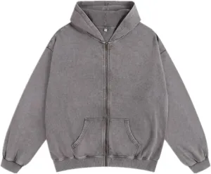 Mens Oversized Hoodies Unisex Vintage Hoodies Zip Up Acid Wash Sweatshirt for Men Heavyweight