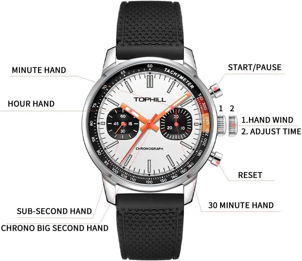 Mens Watches Chronograph 40mm Seagull Movement 1963 Pilots Mens Racing Chronograph Hand Wind Mechanical Watch Original ST1901 Movement Sapphire Luminous Pilot Wristwatches