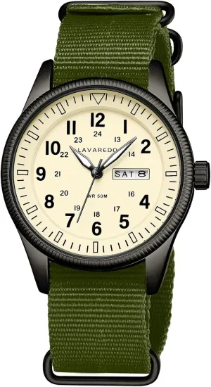 Mens Watches Nylon Slip-Thru Strap Unisex Military Watches with Date Display Luminous Analog Watch Tactical Field Waterproof Wristwatch