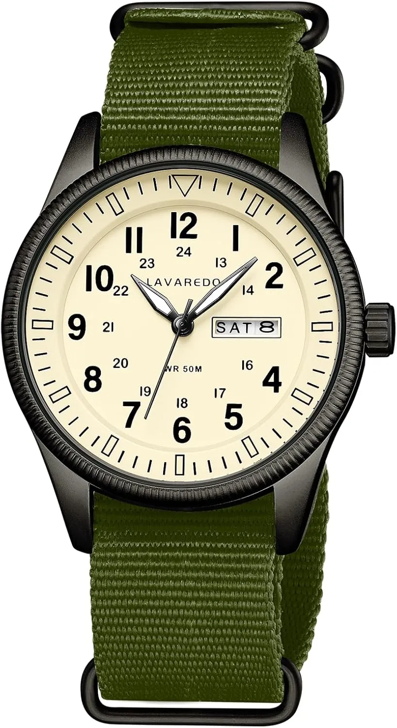 Mens Watches Nylon Slip-Thru Strap Unisex Military Watches with Date Display Luminous Analog Watch Tactical Field Waterproof Wristwatch