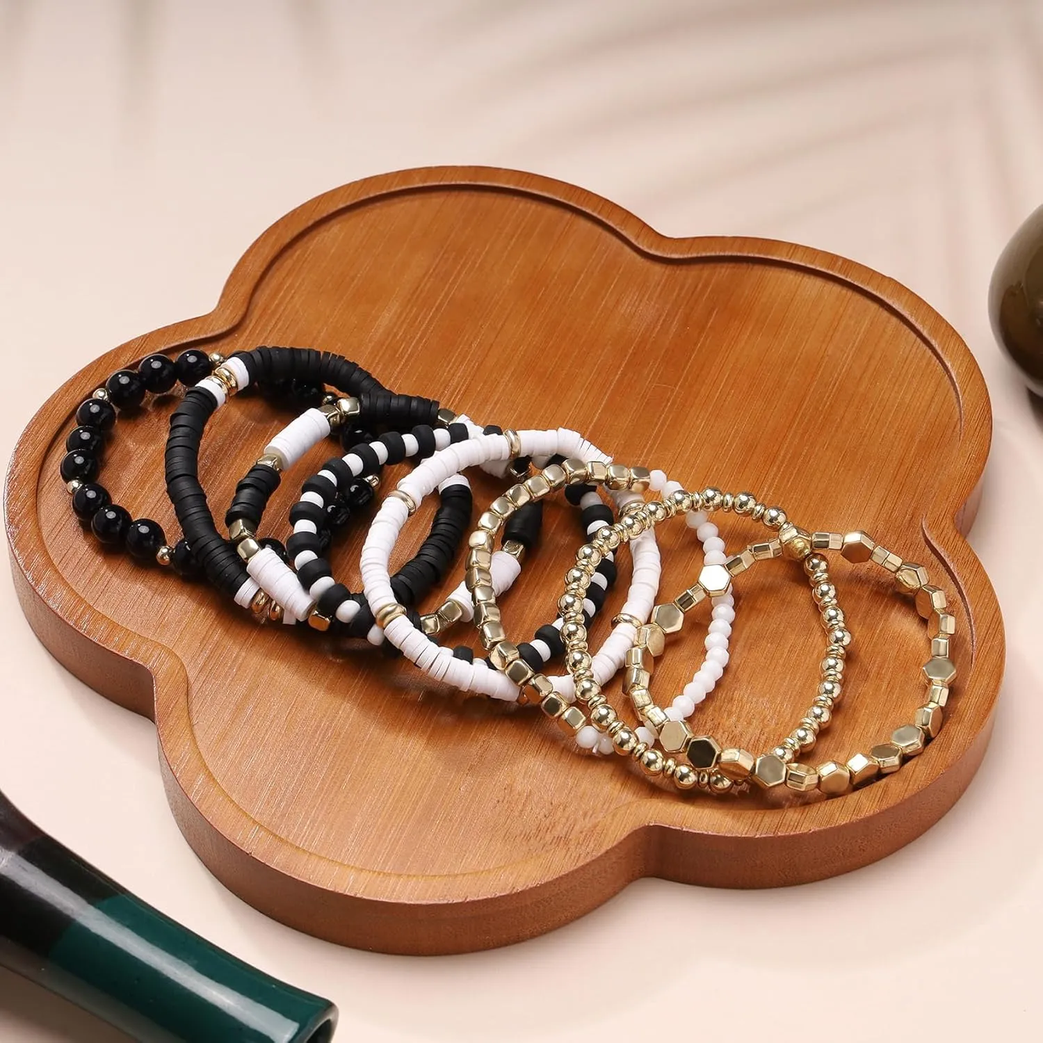 MILAKOO Mens Beaded Bracelets Tribal Wooden Elastic Adjustable Prayer Beads Wrap Cuff for Women