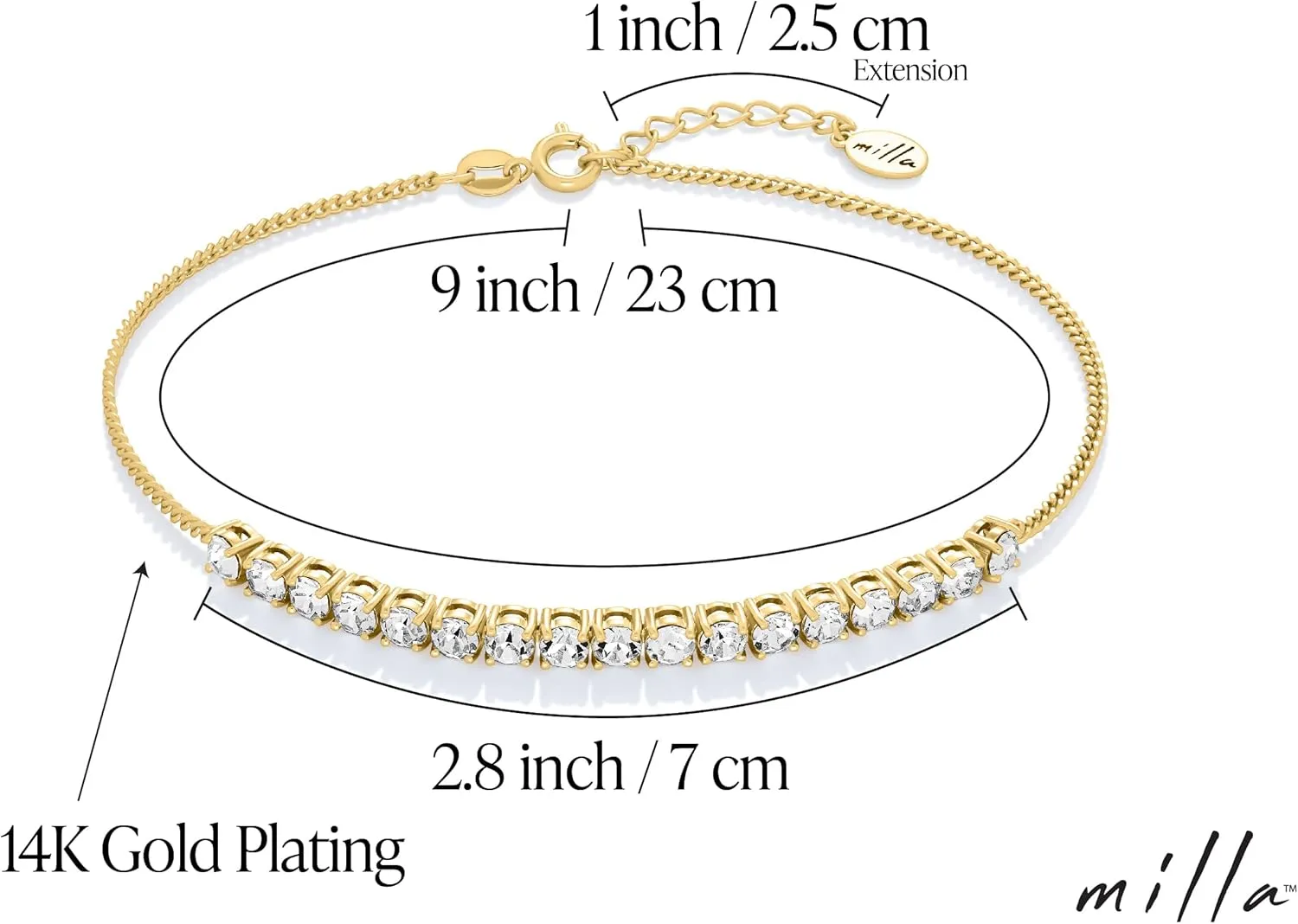 Milla Anklets for Women Waterproof - 14K Gold Plated Anklets and Sterling Silver Plated Ankle Bracelets for Women.
